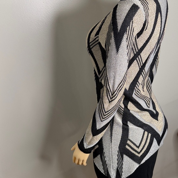 International Concepts Chevron Sweater Size XS Metallic Shimmer Sexy Scoop Neck - Picture 10 of 16